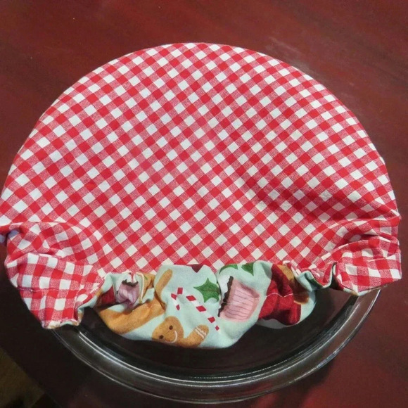 Kitchenaid Bowl Cover, Christmas Baking and Reversible Red Gingham - Picture 4 of 6